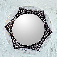Espejo de vidriera, 'Frozen Star' - Espejo de pared de vidriera hecho a mano