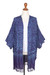 Rayon batik kimono, 'Waterways' - Rayon Batik Kimono Jacket in Blue Violet Print thumbail