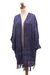 Rayon batik kimono, 'Waterways' - Rayon Batik Kimono Jacket in Blue Violet Print (image 2b) thumbail