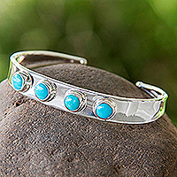 Turquoise cuff bracelet, 'Song of the Sky' - Turquoise Taxco Cuff Bracelet