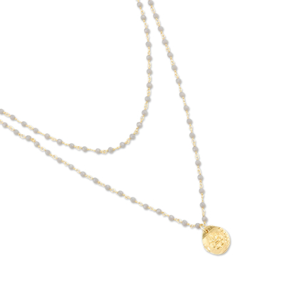 Gold-plated chalcedony pendant necklace, 'Early Sunset' - Gold-Plated Sterling Silver Chalcedony Pendant Necklace
