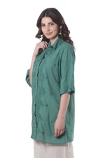 Embroidered cotton tunic, 'Festive Jade' - Hand-Embroidered Cotton Tunic from India