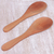 Wood spoons, 'Calm Grain' (pair) - Hand Carved Sawo Wood Spoons from Indonesia (Pair)