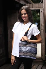 Cotton shoulder bag, 'Music' - Hand Crafted Cotton Shoulder Bag 