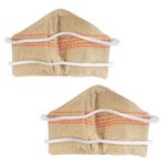 Cotton face masks, 'Tropical Tangerine' (pair) - 2 Handwoven Beige and Orange Cotton Headband Face Masks