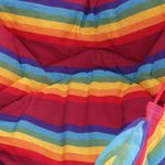 Cotton hammock swing, 'Jungle Rainbow' (single) - Single Multicolored Striped Cotton Hammock Swing from Brazil