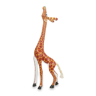 Wood figurine, 'My Curious Giraffe' - Wood Giraffe Figurine Sculpture Artisan Crafted in Mexico