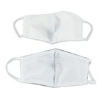 Cotton face masks, 'Maya Hope' (pair) - 2 Handwoven 3-Layer Masks in Beige Stripe & Blue Cotton