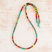 Glass beaded necklace, 'Colorful Strokes'