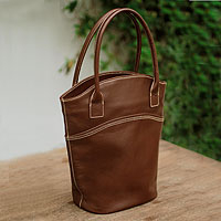 Leather handbag, 'Vogue' - Unique Leather Shoulder Bag 