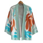 Cotton blend cardigan, 'Tropical Trend' - Multicolored Jacquard Knit Cardigan