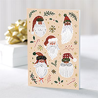 UNICEF holiday cards, 'Santa Wears Many Hats' (set of 12) - Santa Motif UNICEF Holiday Cards (Set of 12)