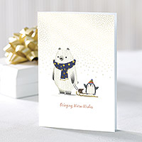 UNICEF holiday cards, 'The Penguin and His Ride' (set of 12) - Animal-Themed UNICEF Holiday Cards (Set of 12)