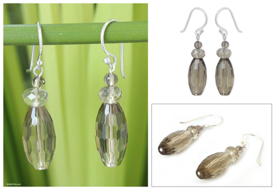 Smoky quartz dangle earrings, Evening Mystique