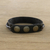Leather wristband bracelet, 'Tenacious Nature in Dark Brown' - Handmade Leather Wristband Bracelet in Dark Brown