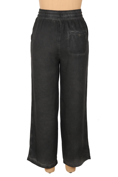 Stonewashed palazzo pants, 'Simple Style in Black' - Black Viscose Twill Pants from India