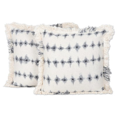 Tie-dye cotton cushion covers, 'Diamond Waves' (pair) - Tie-Dye Cotton Cushion Covers from India (Pair)