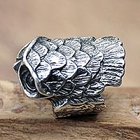Sterling silver cocktail ring, 'Owl in Flight' - Sterling Silver Cocktail Ring