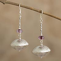 Tourmaline dangle earrings, 'Magnificence' - Dangle Earrings with Sterling Silver and Tourmaline