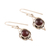 Garnet dangle earrings, 'Intricate Twirl in Crimson' - Natural Garnet Cabochon and Sterling Silver Earrings