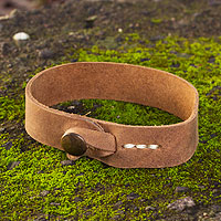 Men's leather wristband bracelet, 'Quality' - Men's Leather Wristband Bracelet from Mexico