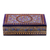 Papier mache decorative box, 'Kashmir Tradition' - Blue and Gold Velvet-Lined Decorative Box