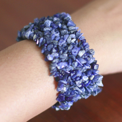 Sodalite stretch bracelet, 'Into the Blue' - Artisan Crafted Wristband Sodalite Bracelet