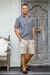 Linen-blend cargo shorts, 'Spring Cool in Sand' - Linen-Blend Cargo Shorts with Drawstring