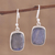 Labradorite dangle earrings, 'Darkening Mist' - 15 Carat Labradorite Earrings in Sterling Silver Bezels