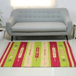 Wool dhurrie rug, 'Cherry Lime Geometry' (4x6) - Wool dhurrie rug (4x6)