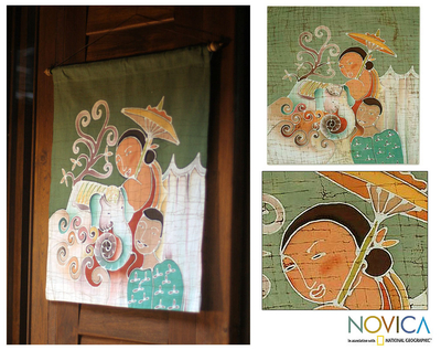 Wandbehang aus Baumwolle - Handgefertigter Wandbehang aus Batik-Baumwolle