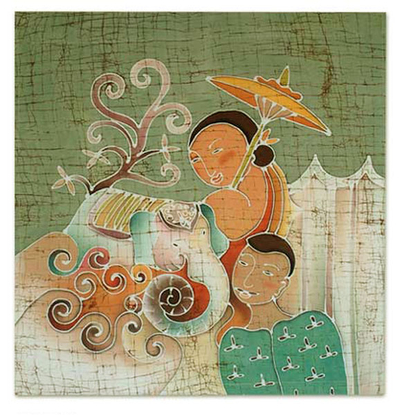 Wandbehang aus Baumwolle - Handgefertigter Wandbehang aus Batik-Baumwolle