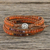 Carnelian and jasper beaded wrap bracelet, 'Terra Firma Swirl' - Carnelian and Jasper Beaded Leather Cord Wrap Bracelet