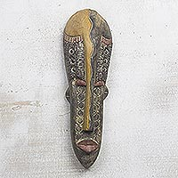 Akan wood mask, 'Beauty Queen' - Hand Carved Wood Mask
