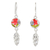 Sterling silver earrings, 'Anahuac Red' - Sterling Silver and Dried Flower Dangle Earrings from Mexico