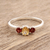 Garnet and citrine 3-stone ring, 'Passionate Embrace' - India Jewelry Citrine and Garnet Sterling Silver Ring