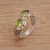 Peridot cocktail ring, 'Temple Tears' - Teardrop Peridot and Silver Cocktail Ring from Bali