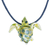 Halskette mit Anhänger aus Kunstglas - Halskette mit Meeresschildkröten-Anhänger aus Glas in Gelb aus Costa Rica