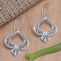 Sterling silver dangle earrings, 'Shining Lanterns' - Sterling Silver Openwork Dangle Earrings from Bali