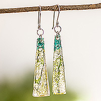 Recycled CD dangle earrings, 'Peaceful Life' - Recycled CD Earrings on 925 Silver Hooks Handcrafted Jewelry