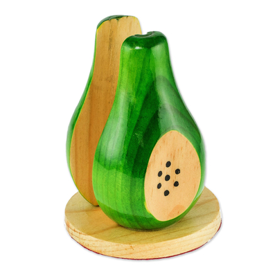 Servilletero de madera, 'Pera Verde' - Servilletero de pera verde de madera de pino