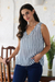 Block-printed sleeveless viscose blouse, 'Striped and Saucy' - Hand Crafted Striped Viscose Sleeveless Blouse