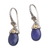 Gold accented chalcedony dangle earrings, 'Floral Drop in Blue' - Blue Chalcedony Sterling Silver Dangle Earrings from Bali