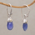 Gold accented chalcedony dangle earrings, 'Floral Drop in Blue' - Blue Chalcedony Sterling Silver Dangle Earrings from Bali
