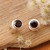 Garnet stud earrings, 'Red Simplicity' - Genuine Garnet and Sterling Silver Stud Earrings from Bali (image 2) thumbail