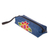Leather makeup case, 'Cusco Sky' - Blue Leather Makeup Case with Hand Painted Flower thumbail