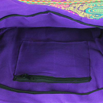 Bolso de hombro brocado - Bolso de hombro brocado multicolor de Indian Artisan
