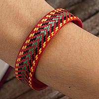 Natural fiber cuff bracelet, 'Walk to the River' - Multicolored Natural Fiber Cuff Bracelet