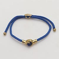 Brass and blue agate unity bracelet, 'Golden Hands'