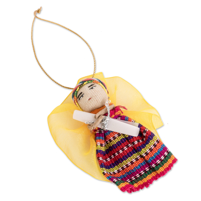 Worry doll ornament, 'Message of Love' - Handcrafted Guatemalan Worry Doll Ornament